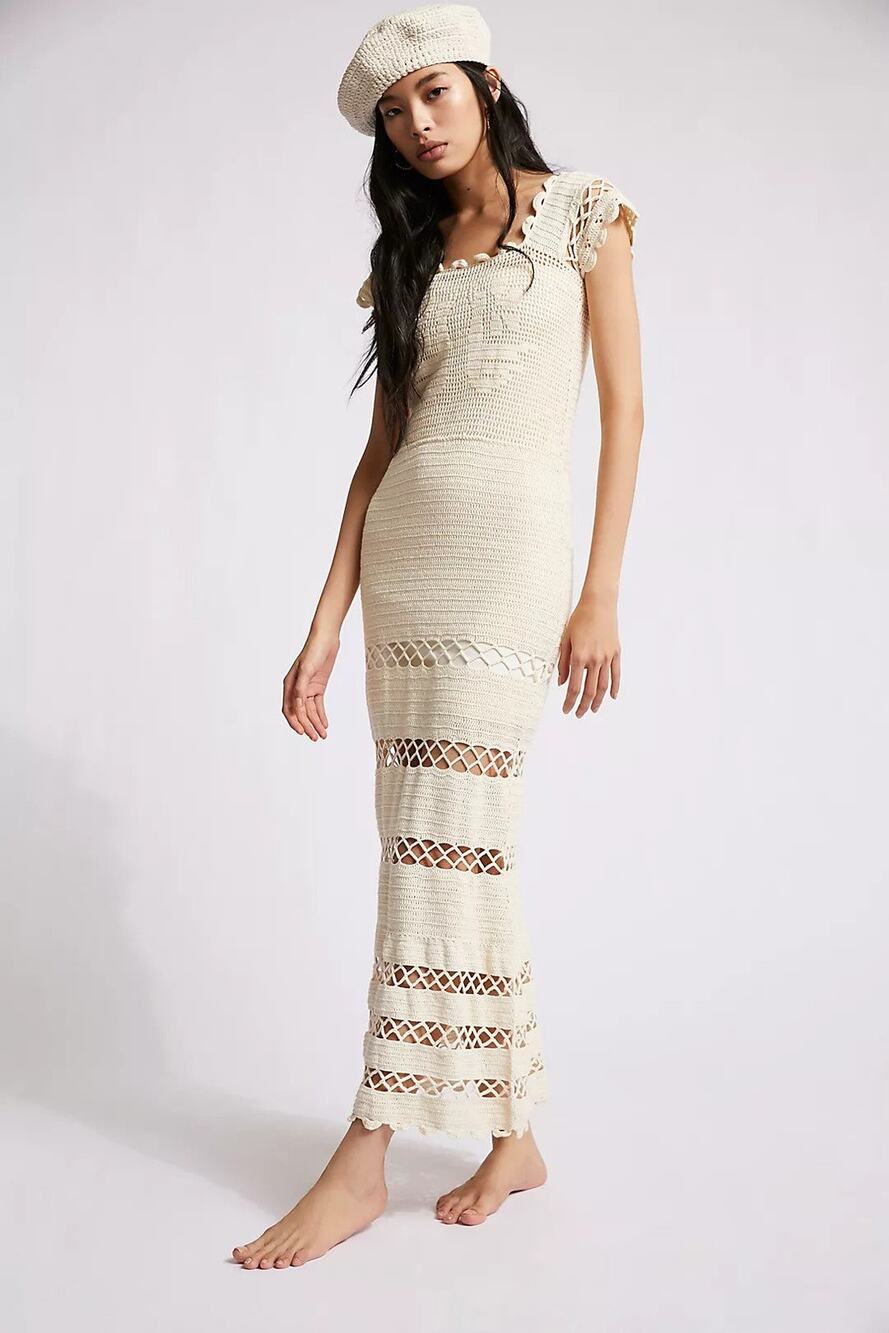 Carolina K Crochet Cotton Maxi Dress - M